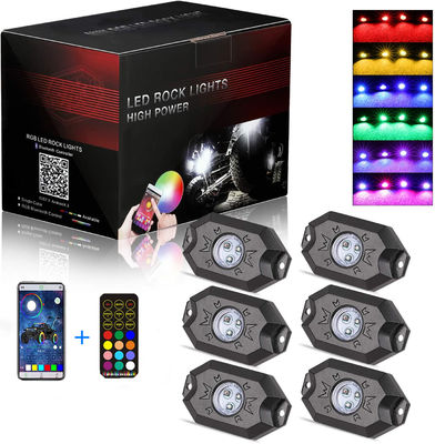 LED Bluetooth RGB 4pods Car Underglow Lights Rock Flashing