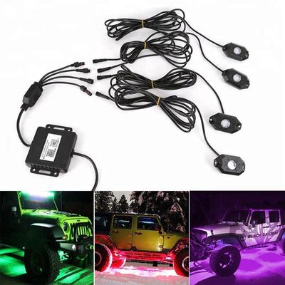 LED Bluetooth RGB 4pods Car Underglow Lights Rock Flashing