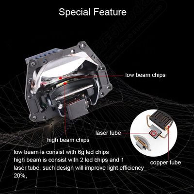 Bi High Beam 62W 5500k Laser Headlight Bulbs Dual LED Chips