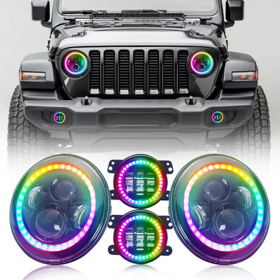 4 Inch Angel Eye Halo Fog Lights Round RGB Halo Ring Headlight Kit